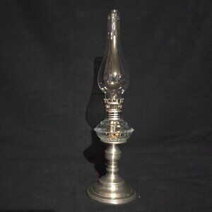 RARE! Vtg Old Saybrook Pewter Candlestick Holder / Oil Lamp - Complete